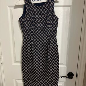 Banana Republic Navy and Beige Geometric Midi Dress